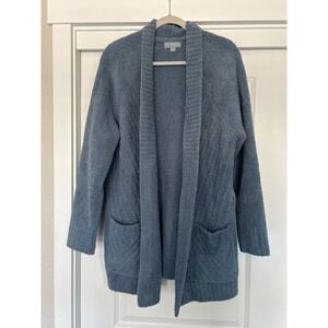 Barefoot Dreams CozyChic Cardigan XL Blue Open Front Shawl Collar Lounge Sweater